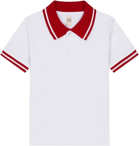 Boys Short Sleeve String Polo Shirt Color Block School Uniform Shirt Button Closure Comfort Stretch Golf Shirts in Saudi Arabia