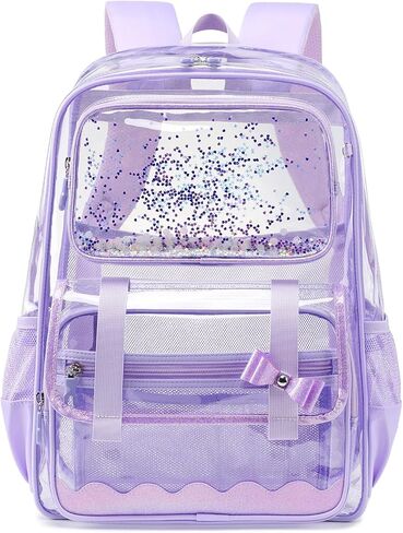 Clear Backpack for Girls,Transparent Backpack See Through Backpacks Stadium Event,Heavy Duty Clear Bookbag for School Pink in Kuwait