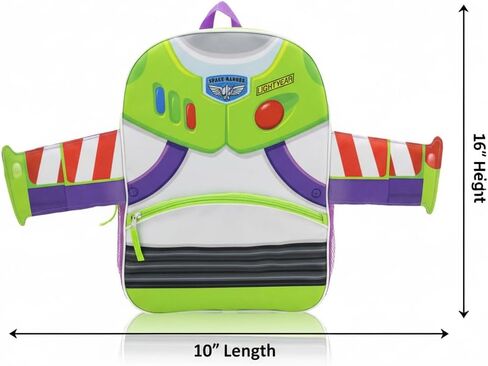 Disney Pixar Buzz Lightyear Backpack for Kids | Toy Story School Bookbag with Front Pocket, Padded Straps & Wing Appliques | Lightweight Travel Backpack for Boys, Girls, or Teens | 16" | Ages 3+ in Saudi Arabia
