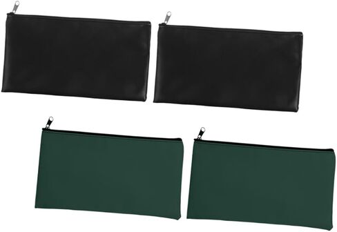 TEHAUX 4pcs PU Leather Money Pouch Stylish Cash Deposit Receipt Organizer Zippered Storage Bag for Coins Banknotes Elegant Design for Business Use in Saudi Arabia