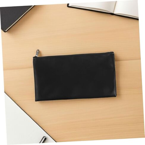 TEHAUX 4pcs PU Leather Money Pouch Stylish Cash Deposit Receipt Organizer Zippered Storage Bag for Coins Banknotes Elegant Design for Business Use in Saudi Arabia