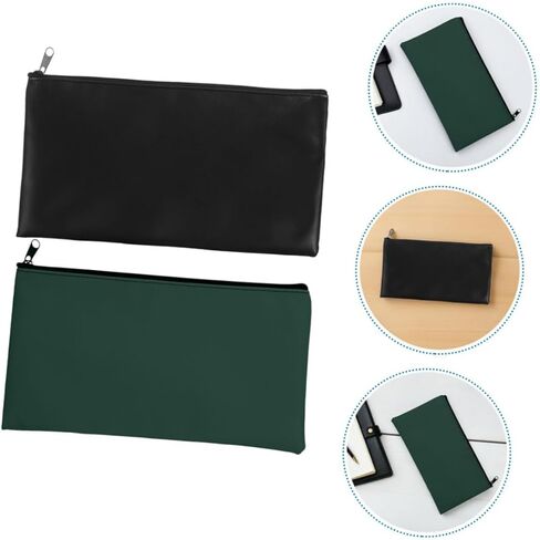 TEHAUX 4pcs PU Leather Money Pouch Stylish Cash Deposit Receipt Organizer Zippered Storage Bag for Coins Banknotes Elegant Design for Business Use in Saudi Arabia