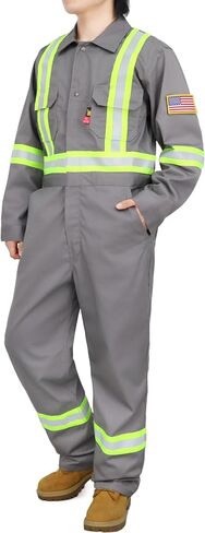 BOCOMAL FR Coveralls Men High Visibility 7.5oz Cotton Twill Flame Resistant Fire Retardant Work Coverall NFPA2112 HRC2 in Saudi Arabia