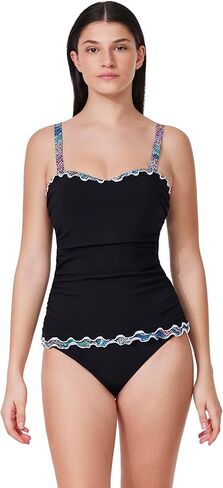 Profile by Gottex Layla Tricolore D-Cup Tankini Top - Built-in Bra, Adjustable Straps, Front Lining, Bottom Sold Separately in Saudi Arabia