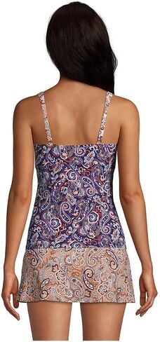 Lands' End Womens Chlorine Resistant Underwire Wrap Tankini Top Deep Sea Navy Paisley Mix DDD-Cup 6 in Saudi Arabia