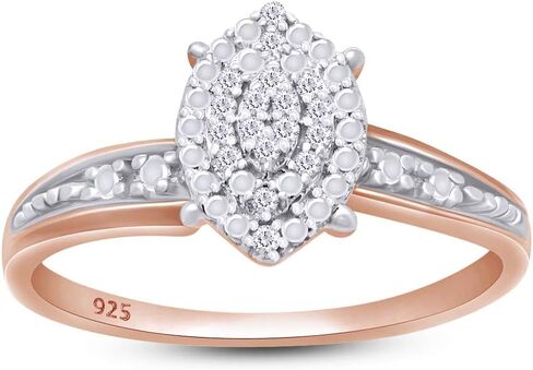 AFFY Round Cut Natural Diamond Accent Cluster Engagement Ring In 14k Gold Over Sterling Silver (I-J Color, I2-I3 Clarity) in Saudi Arabia
