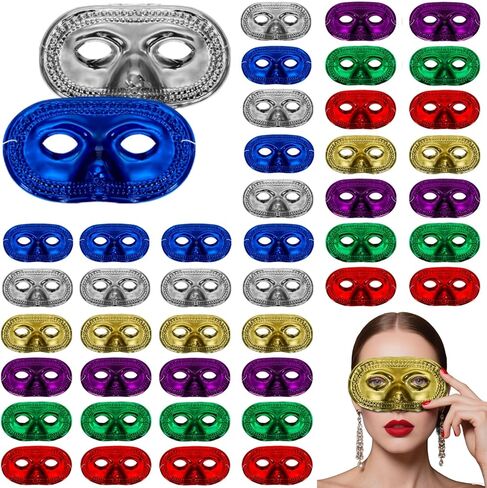 60 Pack Mardi Gras Masks, Masquerade Eye Mask in 6 Vibrant Colors, Vintage Half Party Masks with Elastic Band, Perfect for Halloween, Masquerade Balls, Carnival, Prom Costume Parties, Women Men in Saudi Arabia