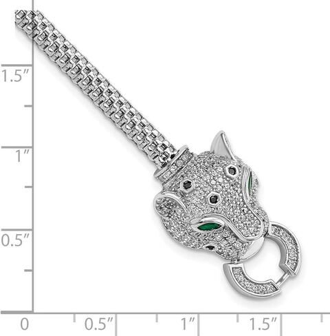 JewelryWeb 925 الفضة الاسترليني مطلي الروديوم مصقول مكعب زركونيا الفهد رئيس سوار 7.25 بوصة 19 ملم واسعة ربط سوار للنساء in Saudi Arabia