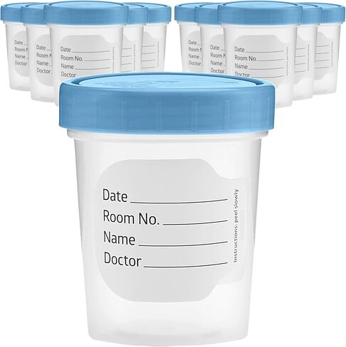 Specimen Cups with Leak Proof Screw on Lids - 4oz Clear Non-Sterile Urine Sample Jars - Containers for Safe Pee, Stool, Semen Sample Collection for Testing (10) in Kuwait