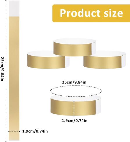 300 PCS Paper Wristbands for Events, Metallic Gold Wristbands for Events, Waterproof Party Arm Bands, Paper Bracelets Wrist Band for Clubs Concert Music Festival Admission in Saudi Arabia