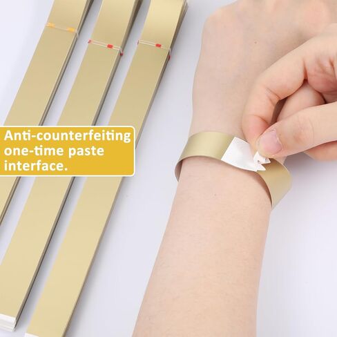 300 PCS Paper Wristbands for Events, Metallic Gold Wristbands for Events, Waterproof Party Arm Bands, Paper Bracelets Wrist Band for Clubs Concert Music Festival Admission in Saudi Arabia