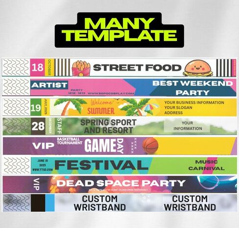 Custom Colorful Paper Wristbands for Events, Identification, Security, Admission, VIP, Business, Bulk, Logo, Football (50-2000 pcs) in Saudi Arabia