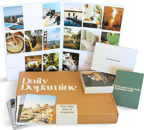 Daily Dopamine Vision Board Kit for Ambitious People- Foldable Mood & Dream Board for Manifestation, Visualization & Goal Setting|125 Aesthetic Photo & 25 Empowering Quote Cards| Vision Board Supplies in Kuwait