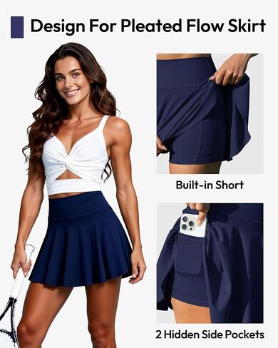 تنورة تنس للسيدات من CE' CERDR مكونة من 3/5 قطع، تنورة رياضية بطيات عالية الخصر مع جيوب، تنورة لتمارين الجولف in Kuwait