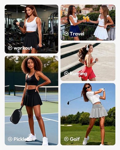 تنورة تنس للسيدات من CE' CERDR مكونة من 3/5 قطع، تنورة رياضية بطيات عالية الخصر مع جيوب، تنورة لتمارين الجولف in Kuwait