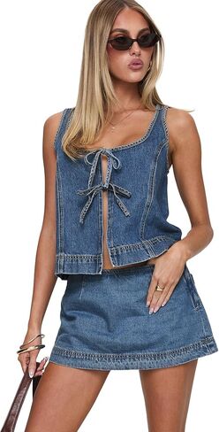 Princess Polly Womens Stefenie Denim Skort Mid Wash in Saudi Arabia