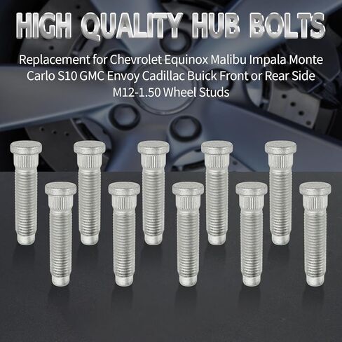 10 PCs M12-1.50 Wheel Studs, Replacement for Chevrolet Equinox Malibu Impala Monte Carlo S10 Buick GMC Envoy (Front or Rear Side) in Saudi Arabia