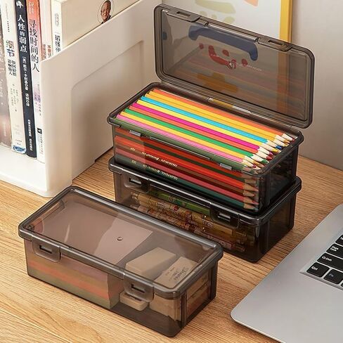 1PC Transparent Pencil Case Box Large-capacity Stackable Storage Box Pencil Case Supplies for Office Men Women in Saudi Arabia