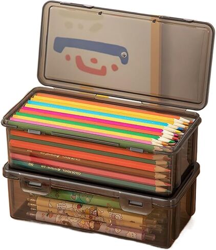 1PC Transparent Pencil Case Box Large-capacity Stackable Storage Box Pencil Case Supplies for Office Men Women in Saudi Arabia