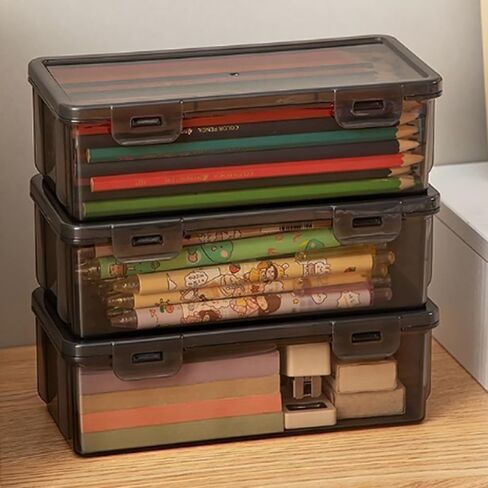1PC Transparent Pencil Case Box Large-capacity Stackable Storage Box Pencil Case Supplies for Office Men Women in Saudi Arabia