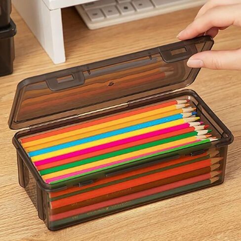 1PC Transparent Pencil Case Box Large-capacity Stackable Storage Box Pencil Case Supplies for Office Men Women in Saudi Arabia