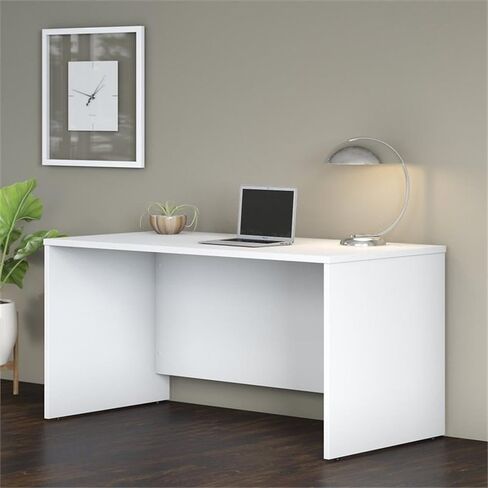 Scranton & Co 60" x 30" Contemporary Engineered Wood Computer Desk, White Finish, Thermally Fused Laminate, Cable Management, Modern Professional Office Desk, Durable Workstation in Kuwait