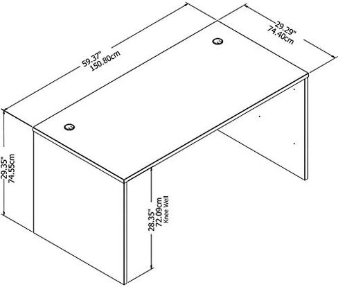 Scranton & Co 60" x 30" Contemporary Engineered Wood Computer Desk, White Finish, Thermally Fused Laminate, Cable Management, Modern Professional Office Desk, Durable Workstation in Kuwait