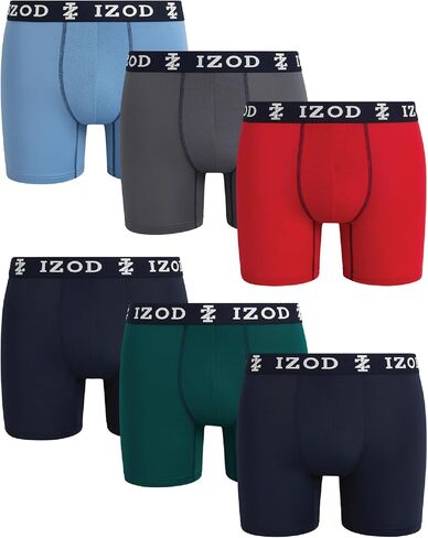IZOD Men's Underwear - 6 Pack Sport Soft Performance Boxer Briefs (S-XL), Size X-Large, BlackBlueGreyCharcoalRed in Saudi Arabia