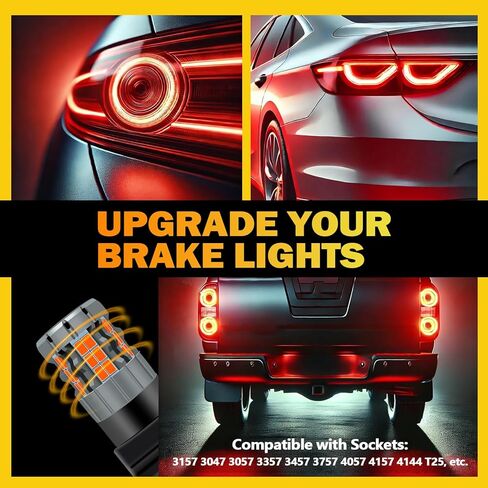 مصابيح إضاءة LED للفرامل/الذيل 3157 متوافقة مع Nissan Frontier 2000-2020، ضوء أحمر، التوصيل والتشغيل، حزمة من 2 in Kuwait