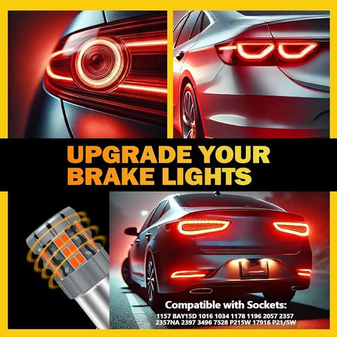 مصابيح إضاءة الفرامل LED 1157 متوافقة مع Kia Optima 2001-2020، 2357 7528 P215W 17916 لمبة، ضوء أحمر، التوصيل والتشغيل، حزمة من 2 in Kuwait