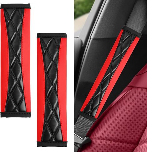 2PCS Car Seat Belt Cover Pad,Soft Leather Seatbelt Covers for Car,Seatbelt Shoulder Strap Protector,Vehicle Shoulder Pad Cushions,Universal Auto Safe Belt Harness Cushion Pad for Kids Adults (Blue) in Saudi Arabia