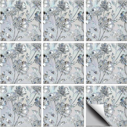 CHGCRAFT 36pcs Black Floral Pattern Tile Stickers Waterproof Tile Stickers Square with Flower Pattern for Kitchen Bathroom Bedroom Wall Fireplace Floor Decoration, 4×4inch in Saudi Arabia