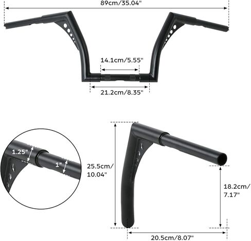 مخصص كروم CCI 10 "ارتفاع 1-1/4" مقود شماعات الدهون القرد مناسب لهارلي سوفتيل سليم التراث الكلاسيكي فات بوي سبورتستر XL 883 1200 داينا سوبر جلايد واسع الإنزلاق منخفض رايدر فات بوب رود كينج in Kuwait