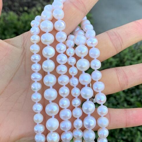 Adabele Authentic Natural Grade A Potato Round White Cultured Freshwater Pearl Necklace Women Jewelry Anniversary Birthday Mother Gifts in Saudi Arabia