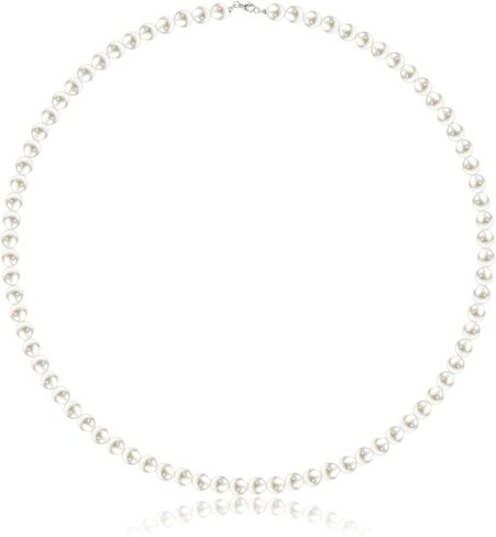 Round Imitation Pearl Necklace for Women, 6MM Cream White Rounds Pearl Choker Dainty Round Imitation Pearls Choker Necklace for Wedding Prom Jewelry Gifts in Saudi Arabia