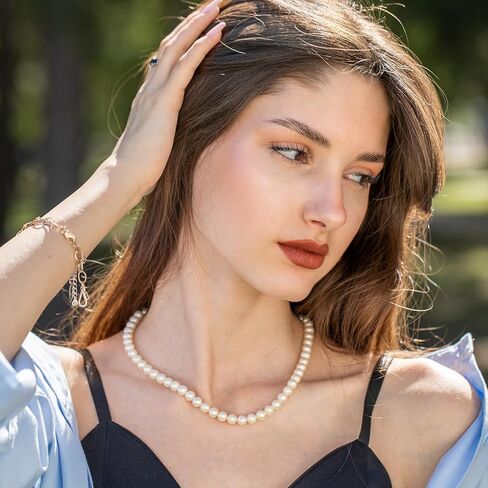 Round Imitation Pearl Necklace for Women, 6MM Cream White Rounds Pearl Choker Dainty Round Imitation Pearls Choker Necklace for Wedding Prom Jewelry Gifts in Saudi Arabia
