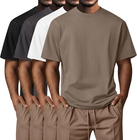 Neer 4 Pack Men's Big and Tall Stirts Summer Cotton Short Sleeve Tee Crew Neck Dust Top Basic Excerize Terts in Saudi Arabia