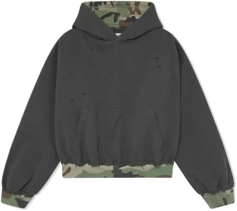 Obenie men's fake two-piece spliced oversized hooded sweatshirt Y2K long sleeved pullover sweatshirt in Saudi Arabia