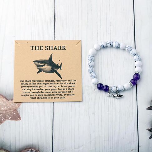 BLEOUK Shark Charm Bracelet Jewelry Themed Gifts Shark Lover Gift Friendship Present Ocean Animals Shark Lover Merch in Kuwait