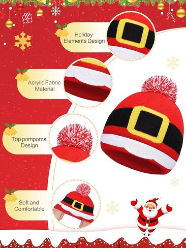 Ramede 6 Pcs Christmas Beanie Hats Bulk Holiday Knitted Hat Santa Knit Hat Warm Soft Crochet Knitted Cap Women Men in Saudi Arabia