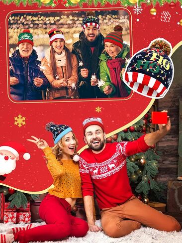 Ramede 6 Pcs Christmas Beanie Hats Bulk Holiday Knitted Hat Santa Knit Hat Warm Soft Crochet Knitted Cap Women Men in Saudi Arabia