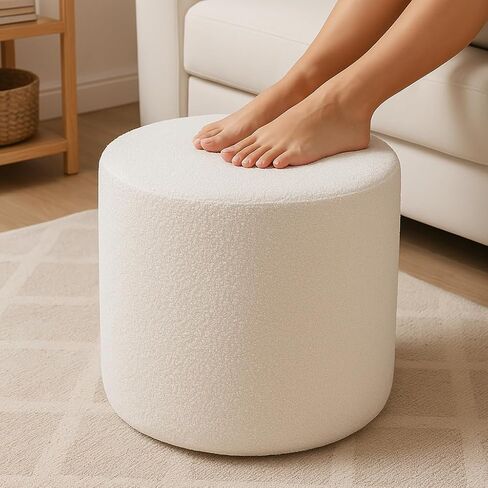 Round Pouf Ottoman and Foot Rest, Soft Corduroy Poufs with Foam Filling, Comfort Sponge Stuffed Poofs for Couch Desk Resting Your Feet, Grey in Saudi Arabia