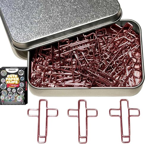 مشابك ورقية لطيفة، 60 قطعة من مشابك الورق المتقاطعة لإشارات الكتاب المقدس، (لون ذهبي ووردي ذهبي) مشابك ورق يومية، مستلزمات دراسة مشابك الكتاب المقدس، مستلزمات يوميات مسيحية، عناصر يوميات الكتاب المقدس in Kuwait