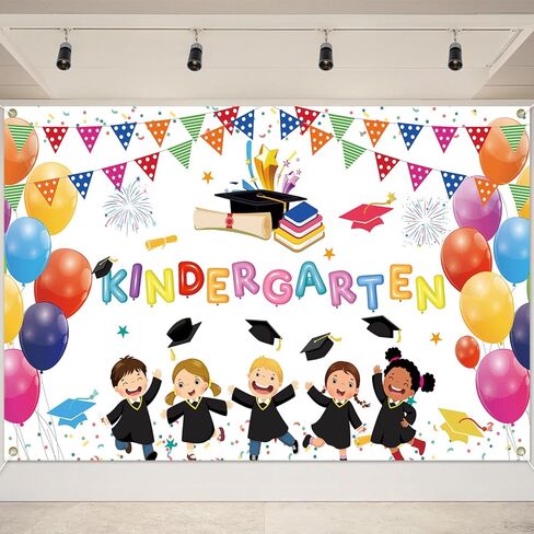 Kindergarten Graduation Banner,71x44Inch preschool Graduation Party Decorations Class of 2024 Kindergarten Grade Theme Congrats Grad Congratulations Backdrop Wall Decoration Photo Booth Props Supplies in Saudi Arabia