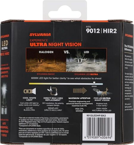 SYLVANIA 9012 LED Ultra - Fog Lights For Cars and Trucks - Headlight Bulbs for Off Road Powersports - 6000k Cool White LED Light - Maximum Lifespan - No Polarity - DIY Upgrade in Saudi Arabia