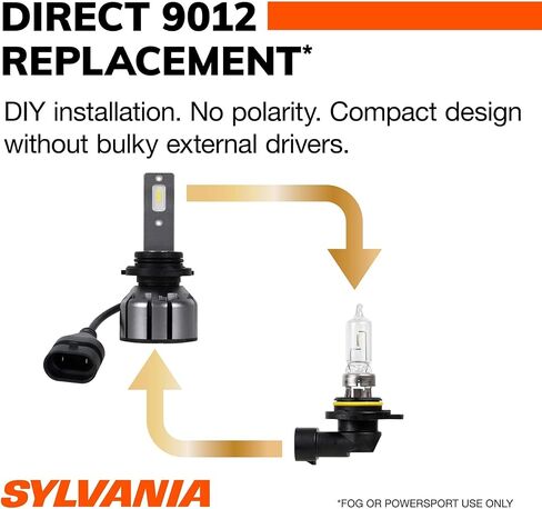 SYLVANIA 9012 LED Ultra - Fog Lights For Cars and Trucks - Headlight Bulbs for Off Road Powersports - 6000k Cool White LED Light - Maximum Lifespan - No Polarity - DIY Upgrade in Saudi Arabia