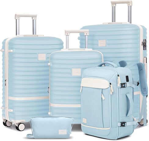 Joyway Expandable Luggage Sets 5 Piece, Lightweight Hard Shell Travel Suitcase Set with Spinner Wheels and TSA Lock (5 piece set，Grey) in Saudi Arabia