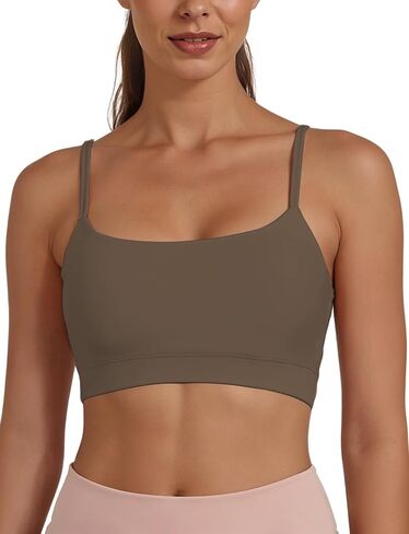 Buauty U Neck Sports Bra for Women, Adjustable Thin Straps Padded Push up Light Support Low Impact Racerback Yoga Bras in Saudi Arabia