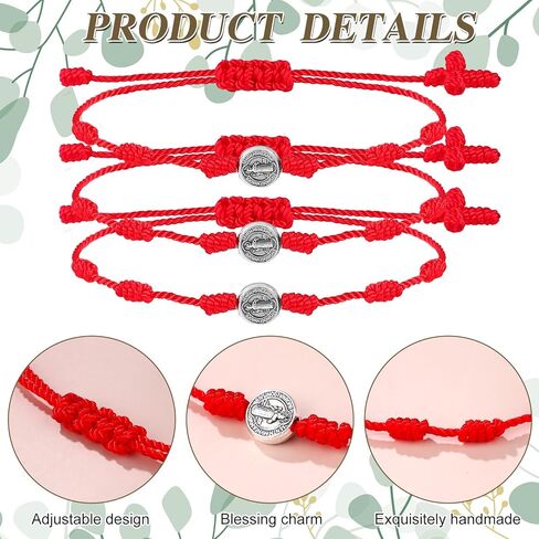 Droutti 30 Sets Saint Benedict Bracelet with Prayer Greeting Card St Michael Amulet Bracelets Adjustable Knot String Braided Catholic Bracelets Red Protection Good Luck Bracelet for Women Men Jewelry in Saudi Arabia