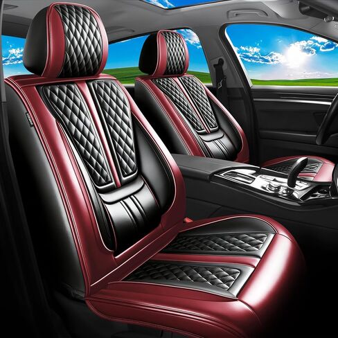 أغطية مقاعد السيارة متوافقة مع Nissan Sentra 2008-2023 2024 2025 2026. تغطية كاملة من الجلد المقاوم للماء، متوافقة مع الوسادة الهوائية، واقي وسادة المقعد لجميع الأحوال الجوية (مجموعة كاملة، أسود) in Kuwait